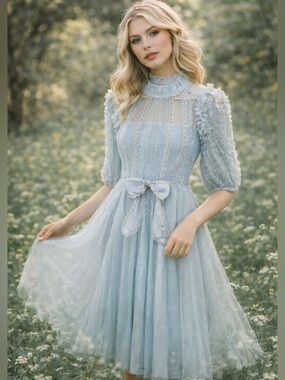 JessaKae Cecelia Blue Tulle Dress Romantic Cottagecore Fairycore Screen Worn